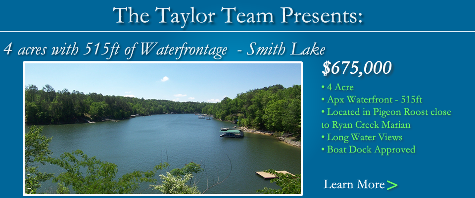 4 acre lot with 515' of waterfrontage on Smith Lake